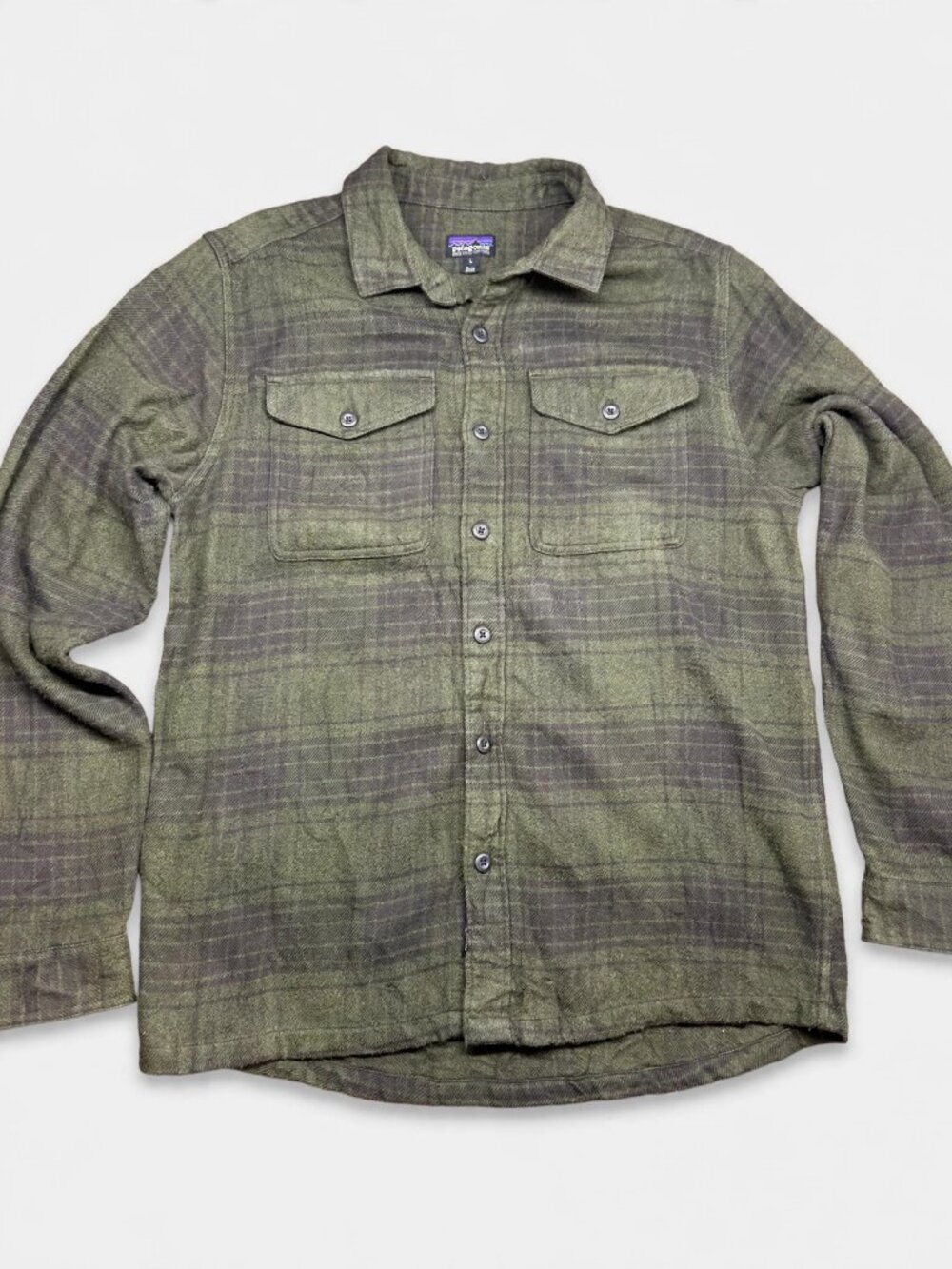 Patagonia Fjord Flannel Shirt M Green Plaid Organic Cotton